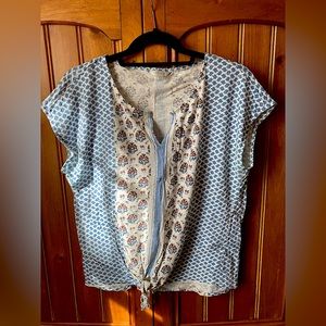 Lucky Brand Tie Accent V-neck Blouse